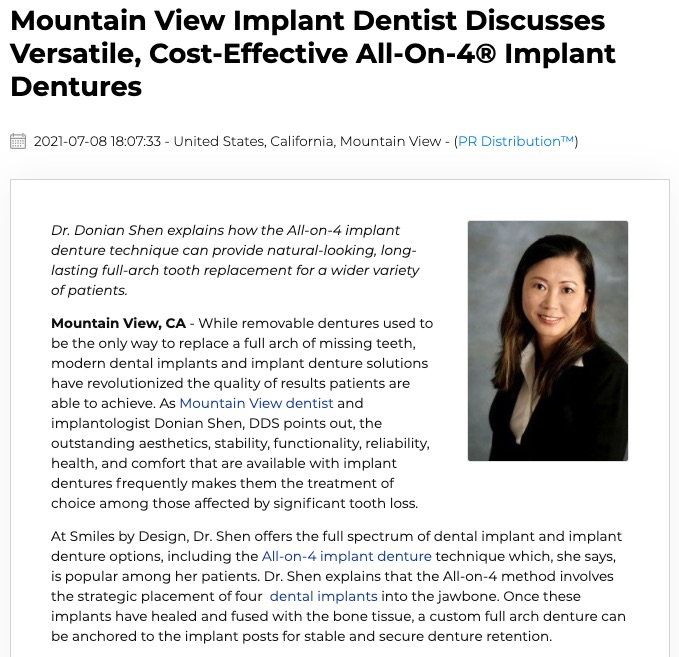 Donian Shen, DDS, discusses All-on-4 and All-on-6 implant denture techniques offered at Smile By Design in Mountain View.